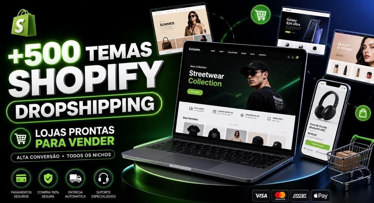 🛒🔥 +500 TEMAS SHOPIFY PARA DROPSHIPPING 🔥🛒